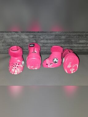 CROCS Pink Dog Booties with Bark Fastening